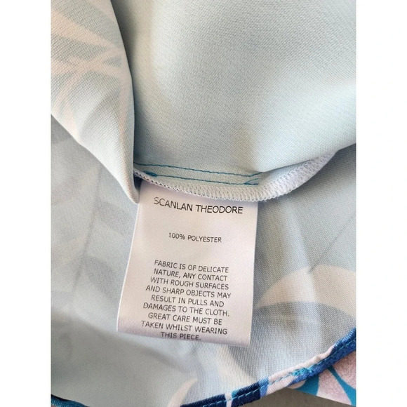NWD Scanlan Theodore Leafy Print Asymmetrical Hem Dress Size US 4 Blue - Picture 15 of 15